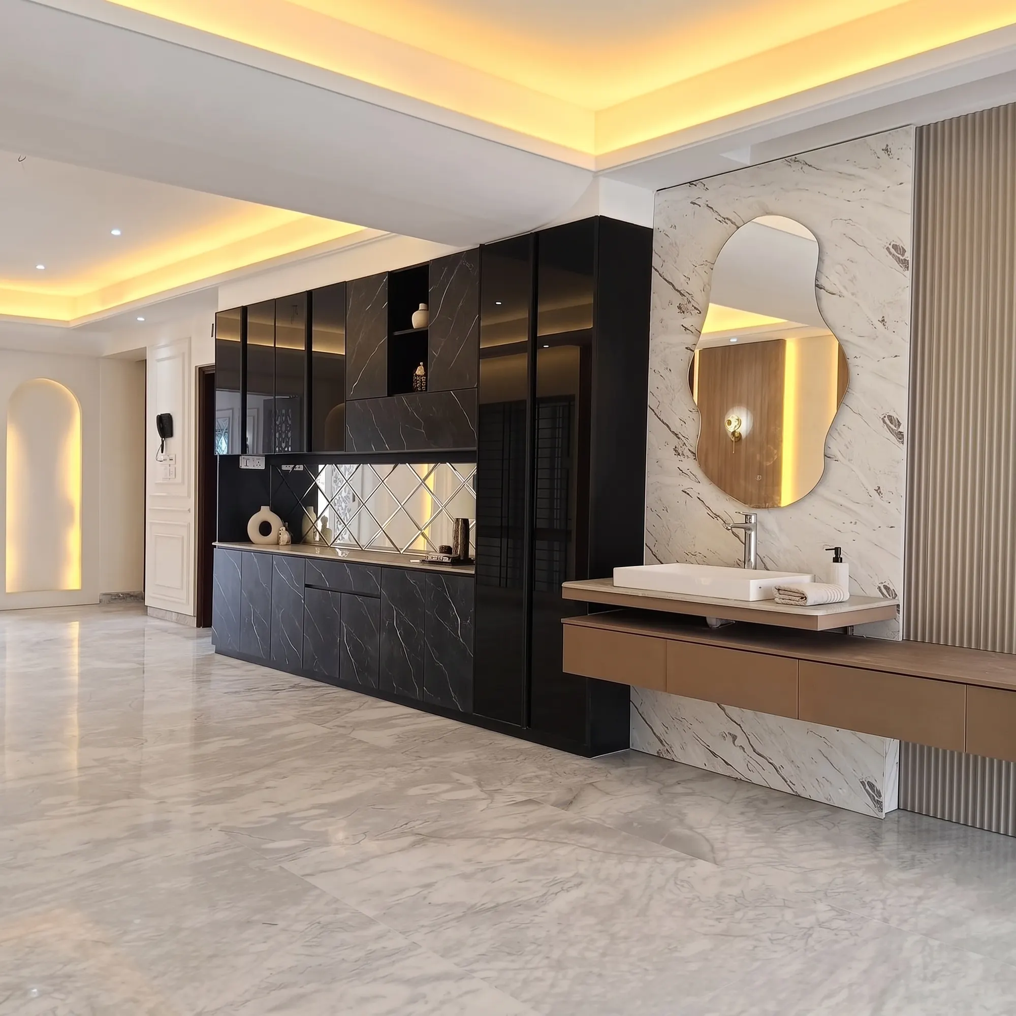 Noir Marble Residence: living and dining